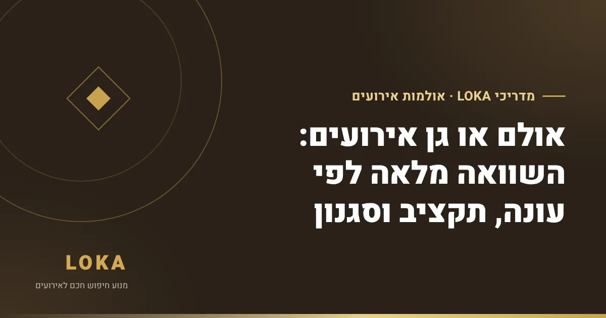 אולם או גן אירועים: השוואה מלאה לפי עונה, תקציב וסגנון